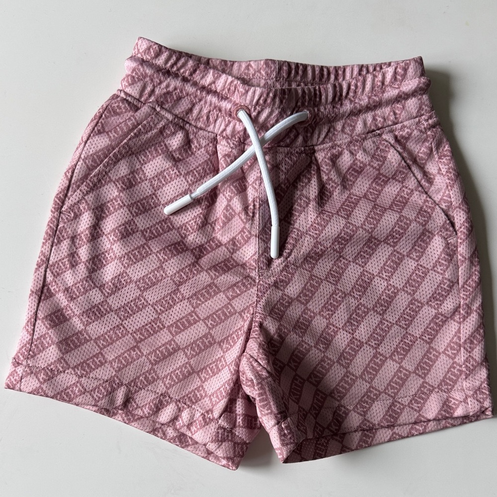 Kith Pink Marbled Logo Knit Shorts